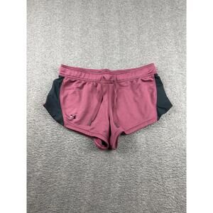 Under Armour Women's L Tech Terry Shorts Maroon Black Drawstring Gym Athletic